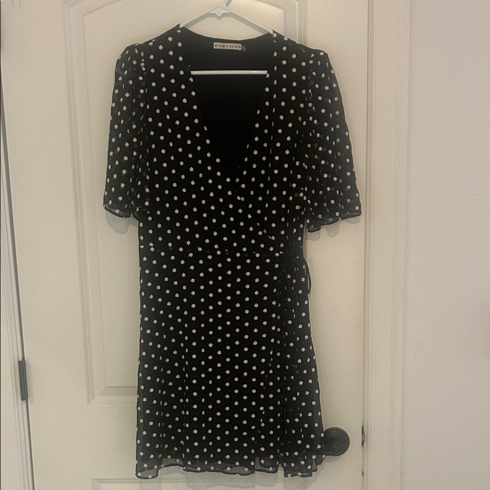 Alice + Olivia Black Wrap Dress